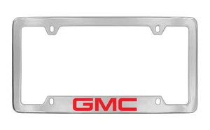 GMC Red 4 Hole Chrome Plated Brass Metal License Plate Frame Holder - Picture 1 of 1