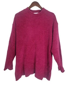 Diane Von Furstenberg Color Authority Sweater Women's 1X Raspberry Chenille Mock - Picture 1 of 4