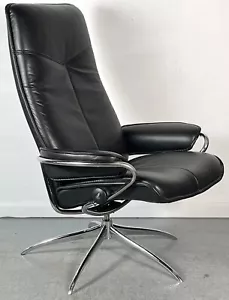 Ekornes Stressless "City" Hi-Back Paloma Leather Recliner Chair Star Base Medium - Picture 1 of 13
