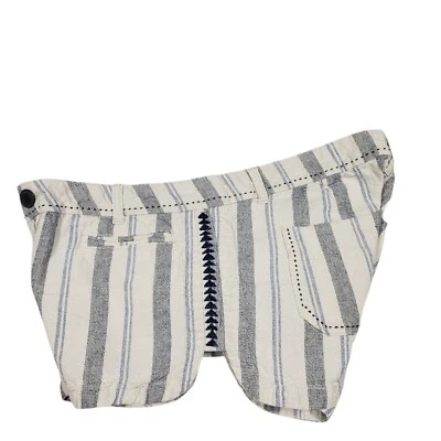 Mossimo Supply All Cotton Short Shorts Juniors Pockets White/Blue Striped 13 - Image 1 of 4