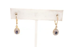 Ross Simons Gold Plated Sterling Silver 925 Sapphire Diamond Earrings O9 - Picture 1 of 10
