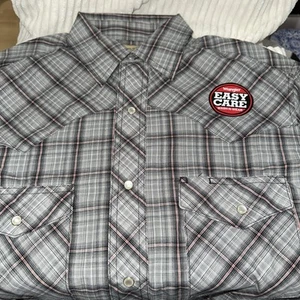 Wrangler Shirt Mens M Plaid Pearl Snap Short Sleeve Western Cowboy - Picture 1 of 5