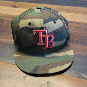 New Era 59Fifty MLB Hat Tampa Bay Rays Camouflage USA Flag Cap 7 5/8 - Picture 1 of 4
