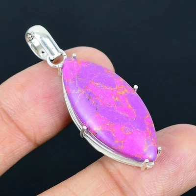 Colgante hecho a mano enchapado en plata 925 turquesa púrpura cobre de 1,97" Foto 1 de 3