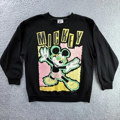 Suéter masculino vintage Mickey Mouse gola redonda Disney estampa total anos 90 EUA - Imagem 1 de 4