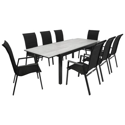 Gartengarnitur Sitzgruppe Hochlehner Garten Garnitur FARO Alu Keramik grau 9-tlg - Bild 1 von 4