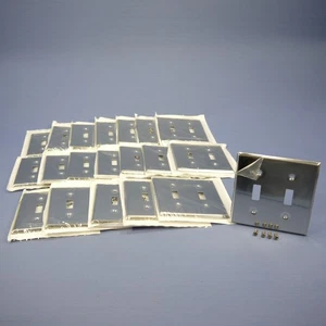 Leviton 1909 Chrom 2-Gang Knebel verchromter Stahl Wandplatte Abdeckungen 20 Stück - Bild 1 von 5