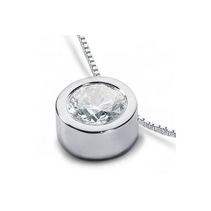 1/3 CTW H SI1 Round Cut Earth Mined Certified Diamond 18k Gold Solitaire Pendant - Picture 1 of 2