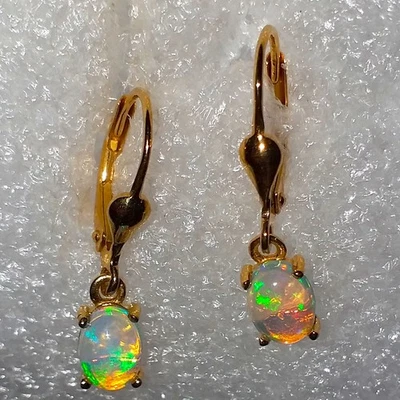 Welo Opal NATUR Kristallopal Ohrhänger Ohrringe 925 Silber Gold Ohr Klappbrisur - Bild 1 von 4