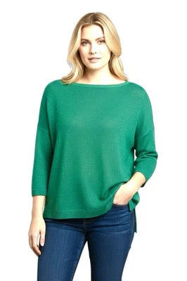 Suéter Suéter Cuello Barco Verde Kelly TALBOTS Talla XL 100 % Lino Foto 1 de 4