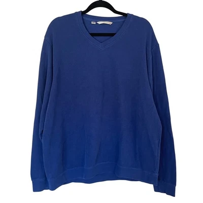 Cutter & Buck Men's Blue V Neck Long Sleeve Cotton Pullover Sweatshirt Sz Large - Image 1 of 4