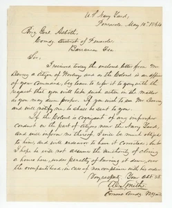 William Smith - Comodoro de la Marina de la Unión - Carta Autografiada de la Guerra Civil, 1864 - Imagen 1 de 1