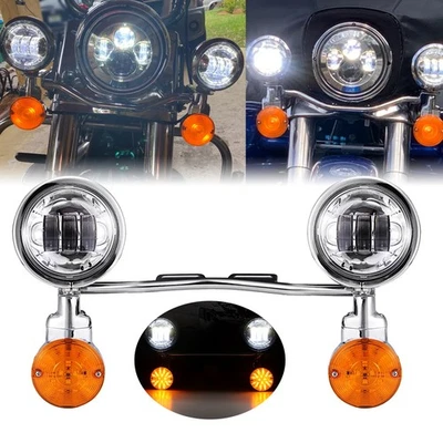 Barra de luz de paso LED antiniebla cromada para Yamaha Road Star Silverado XV1600 Foto 1 de 4