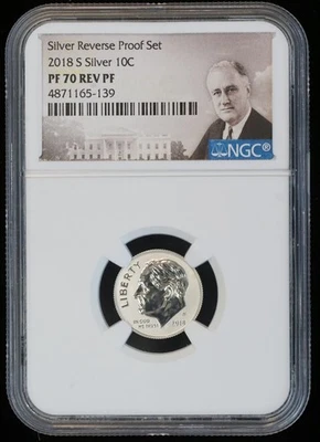 2018 S Silver Reverse Proof Set PF 70 REV PF NGC Roosevelt Dime - Image 1 of 4
