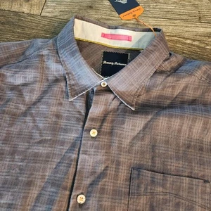 Tommy Bahama Shirt Mens XL Blue Plaid Stretch Linen Blend Button Beach NEW - Picture 1 of 10