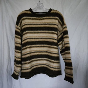 EMS Eastern Mountain Sports Vintage Wool Sweater Men's Medium Striped Browns - Picture 1 of 3