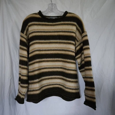 EMS Eastern Mountain Sports Vintage Wool  Sweater Men's Medium Striped Browns - Image 1 of 3