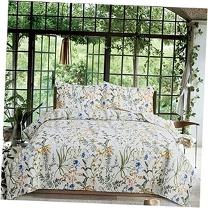 3-Piece Quilt Set King Size Floral Quilt Bedding Reversible Bedspread Coverlet - Picture 1 of 7