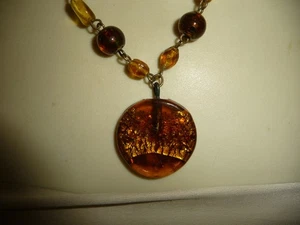 MURANO GLASS GOLD TONE PENDANT W WIRED GLASS BEAD CHAIN NECKLACE #7/2 - Picture 1 of 5