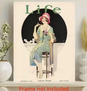 Kunst Leinwand Life Magazin Cover Frau in grünem Kleid & rosa Hut.  18.09.1924 - Bild 1 von 3