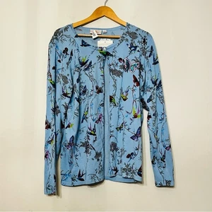 Quacker Factory Cardigan Sweater Hummingbird Butterflies Sequins NWT Large - Picture 1 of 10