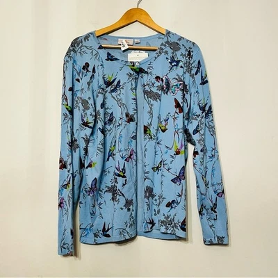 Quacker Factory Cardigan Sweater Hummingbird Butterflies Sequins NWT Large - Image 1 of 4