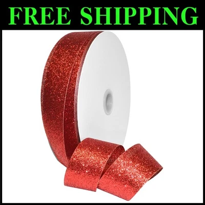 Glitter Red Ribbon - Perfect for Decorating, 100 Yd - Image 1 of 2