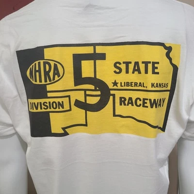 Camiseta vintage RACE/DRAG/GASSER DIVISIÓN 5 RACEWAY, LIBERAL KANSAS. Foto 1 de 4