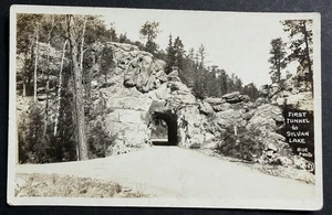 Primo tunnel al lago Sylvan South Dakota RPPC foto reale cartolina inutilizzata - Foto 1 di 2