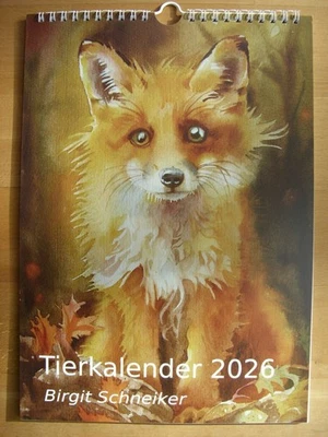 Tierkalender 2026 mit Aquarellen von Birgit Schneiker DIN A4 - Bild 1 von 4