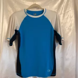 Ocean Pacific Rash Guard Ragazzo Blu Bianco Blocco Elasticizzato Maniche Corte XL 14/16 - Foto 1 di 3