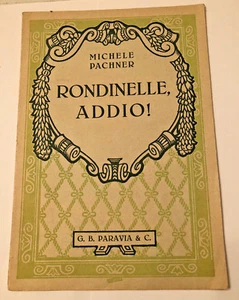 Rondinelle, addio! di michele Pachner Vecchio Spartito musicale e testo - Picture 1 of 1