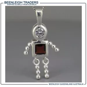Sterling Silver GEM BABY BOY CHARM Garnet Red January Brand New - Picture 1 of 7