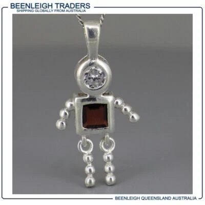 Sterling Silver GEM BABY BOY CHARM Garnet Red January Brand New - Image 1 of 4