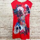 Cynthia Rowley Womens Satin Floral Watercolor Dress Size 4 Red Multicolor
