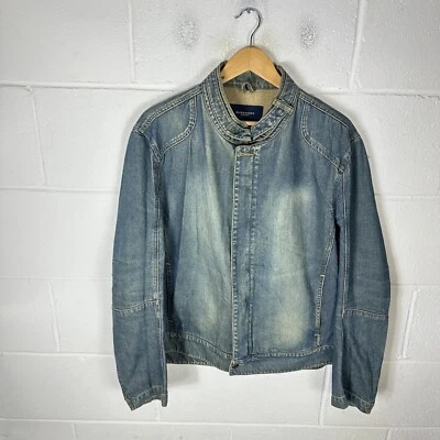 Chaqueta de Colección Burberry London Para Hombre Grande Azul Denim Novacheck Motocicleta Años 90* Foto 1 de 4