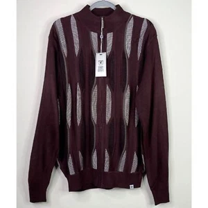 New Stacy Adams Zip Up Mock Neck Cardigan Sweater Men's Size Medium - Picture 1 of 10