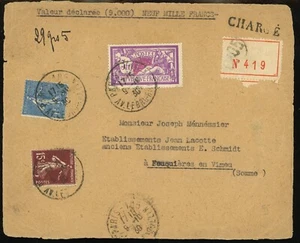 Francia París Cubierta registrada a Feuquières-en-Vimeu 4f15c franqueo 1930 Europa - Imagen 1 de 1