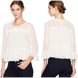 Cupcakes and Cashmere Katlyn Long Sleeve Ruffled Blouse Size Medium - Picture 1 of 6