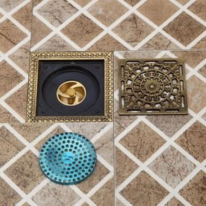"Antiguo desagüe de residuos cuadrado de 4,8""X4,8"" de latón baño acero inoxidable - Imagen 1 de 10