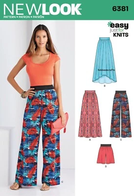 NEW LOOK 6381 MISSES' KNIT SKIRTS TROUSERS or SHORTS Sewing pattern Sizes 8 - 20 - Image 1 of 4