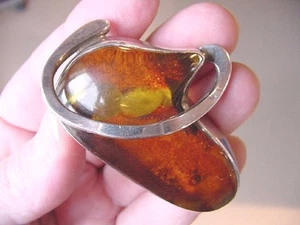 PP90-1) Großer 27,5 Gramm ORANGER BERNSTEIN Polen Sterling SILBER Anhänger PIN Schmuck - Bild 1 von 1