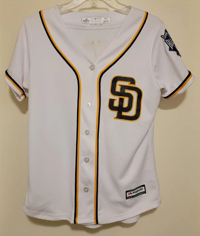 Majestic San Diego Padres Kemp Full Button Jersey Womens Size Medium MINOR ISSUE Cover