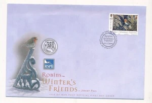 D428830 Isle of Man FDC Birds Robins Winter's Friends - Picture 1 of 1