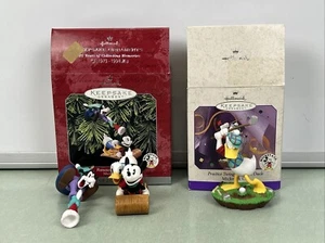 Hallmark Mickey Ornaments 1998 Practice Swing Runaway Toboggan Donald Duck Goofy - Picture 1 of 15
