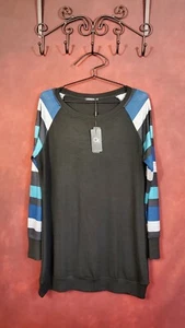 Ouges Women's Casual Color Block Tunic XL Long Sleeve Pullover T Shirt Sweater - Picture 1 of 7