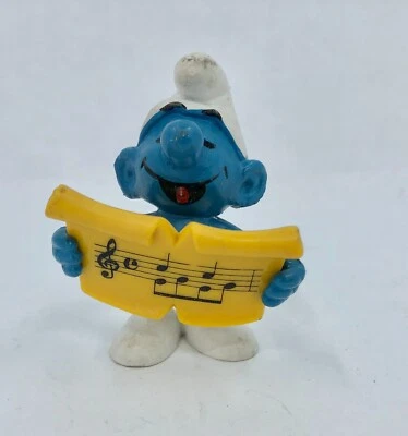 Singer (Music) Smurf Peyo Figure  PVC Toy 1978 - Image 1 of 2