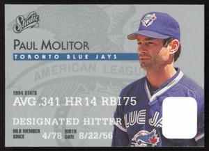 1995 Studio   Paul Molitor #10 Toronto Blue Jays