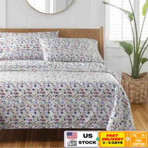 300 Thread Count Cotton Sateen 4-Piece Bed Sheet Set Soft Wrinkle Resistant New - Picture 1 of 4