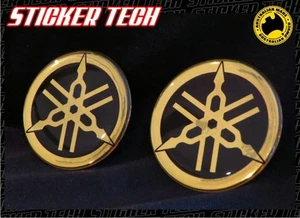 2X GOLD AND BLACK M1 R1 R6 YZF YZR YAMAHA FUEL TANK BADGE STICKER DECAL - Picture 1 of 2
